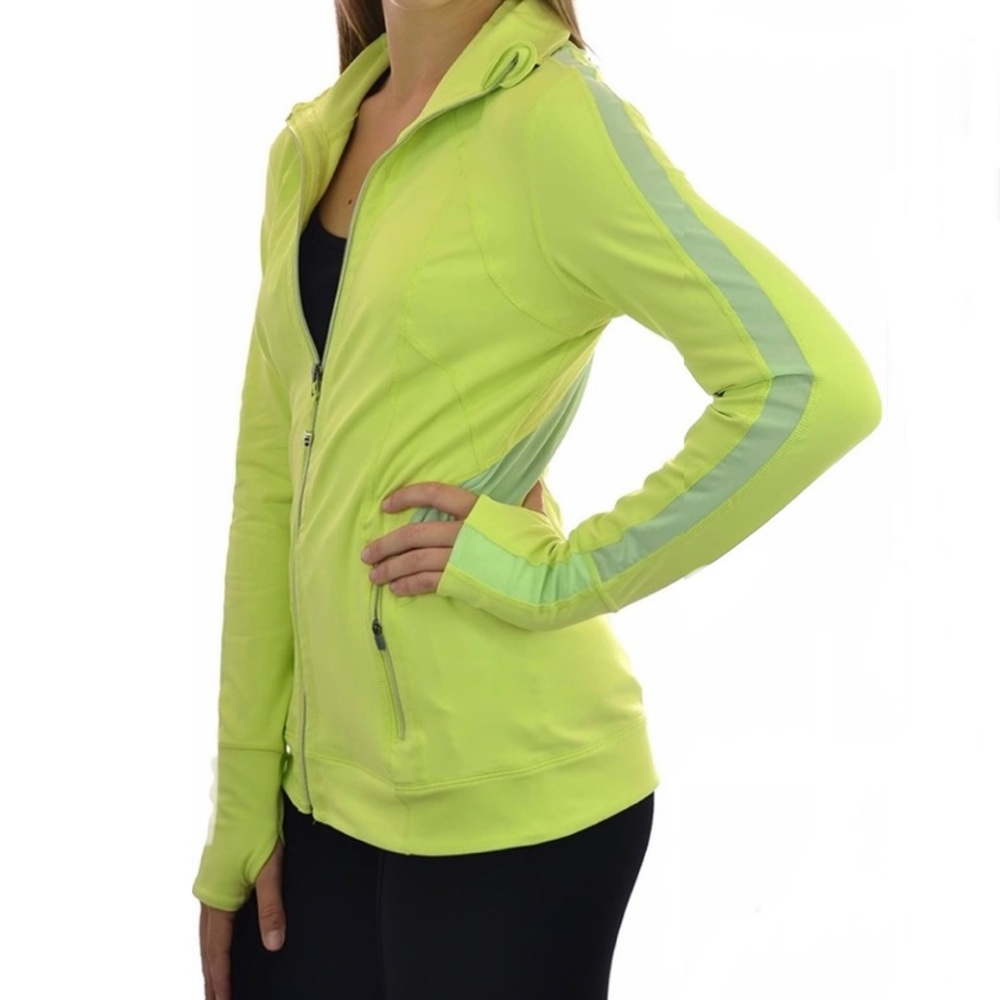 Tangerine • Full Zip Neon Yellow Athletic Running Yoga Jacket Sz L
